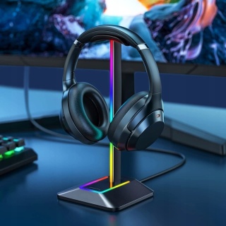 STOJAK NA SŁUCHAWKI GAMINGOWY RGB LED USB UCHWYT